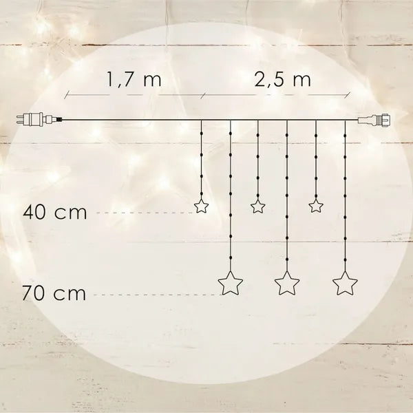Csillag fényfüggöny 138 LED, meleg fehér, 4,2 m, 8 program