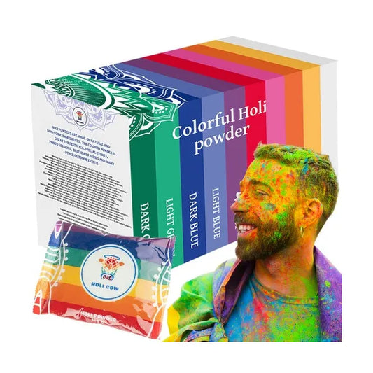 Holi színes por készlet 10×100 g, 10 élénk szín, kukoricakeményítő alap