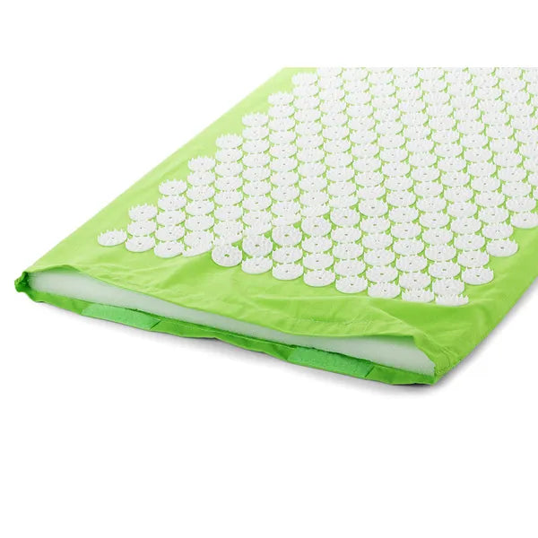 Akupresszúrás masszázsszőnyeg zöld 65x41 cm – 230 tüske rozetta, pamut huzat