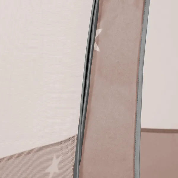 Hatszögletű pop-up gyereksátor, szürke-fehér csillagos, levehető tető, 118 cm