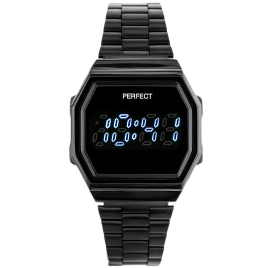 Perfect A8039 női LED karóra – fekete fémszíj, WR30