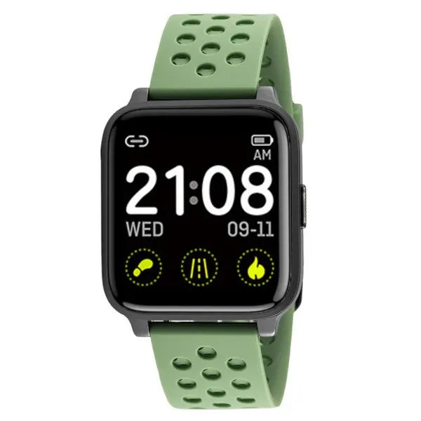 Rubicon RNCE58 unisex okosóra 1,3'' TFT, IP68, zenevezérlés, zöld szíj