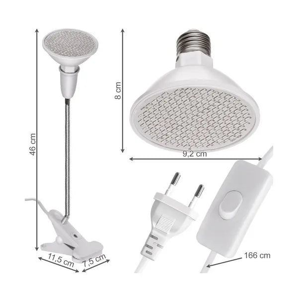 200 LED növekedést segítő E27 lámpa, 9.5 W, vörös-kék fény