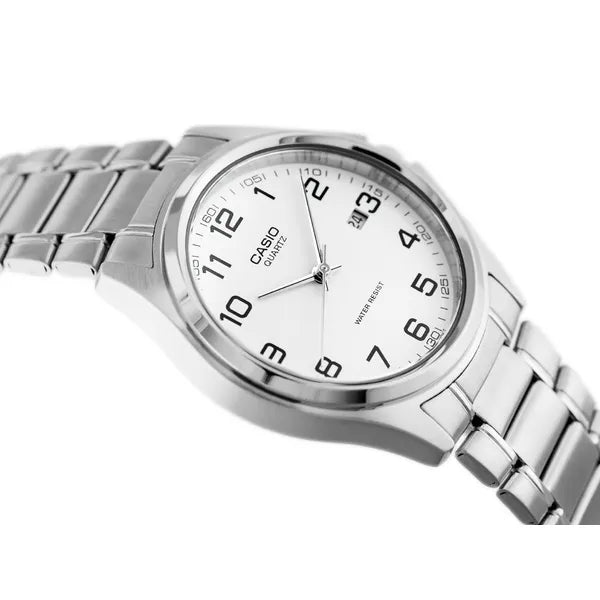 Casio MTP-1183A-7B férfi karóra, acél szíj, fehér számlap, WR30