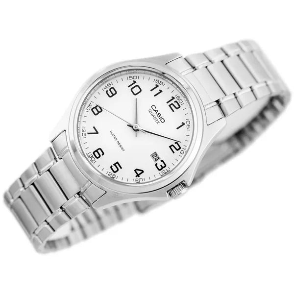 Casio MTP-1183A-7B férfi karóra, acél szíj, fehér számlap, WR30