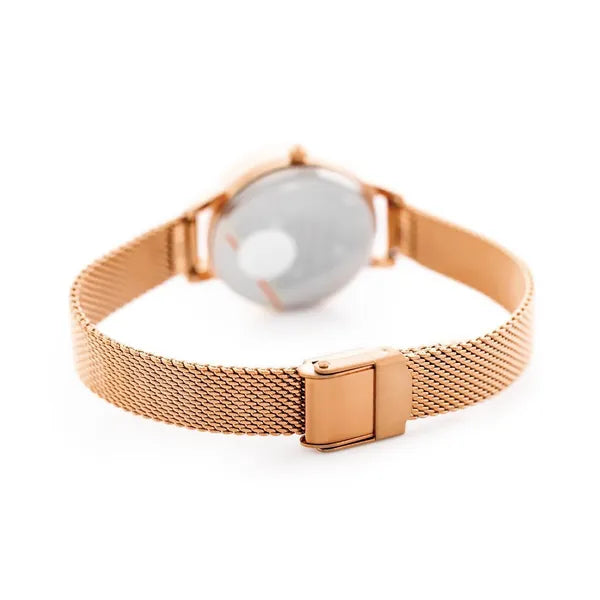 Női karóra rosegold fém szíjjal, fekete számlap, Perfect S639 + díszdoboz