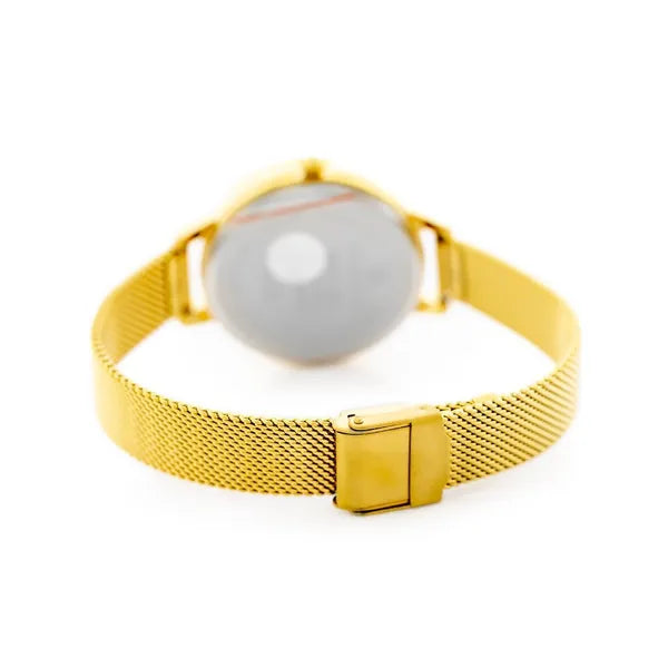 Perfect női karóra, arany fém szíj, ezüst számlap, WR30, 34 mm
