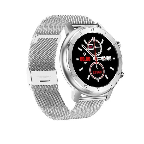 Pacific unisex okosóra 1.2" IPS, ezüst fém szíj + fehér pótpánt, IP68