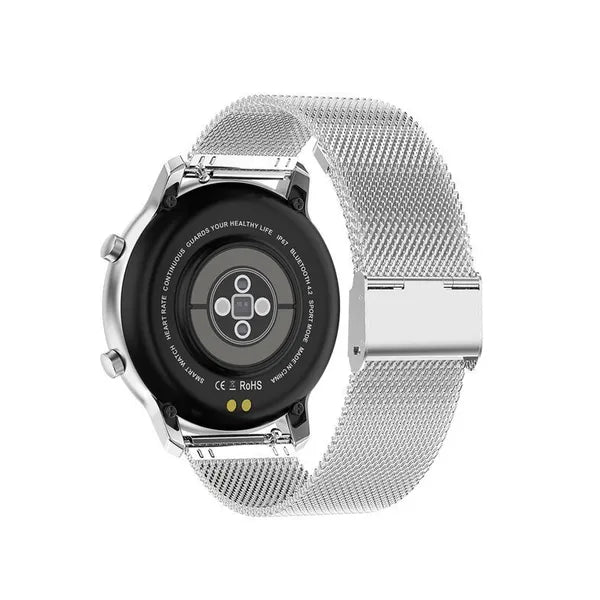 Pacific unisex okosóra 1.2" IPS, ezüst fém szíj + fehér pótpánt, IP68