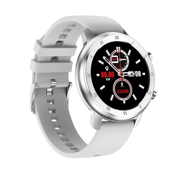 Pacific unisex okosóra 1.2" IPS, ezüst fém szíj + fehér pótpánt, IP68