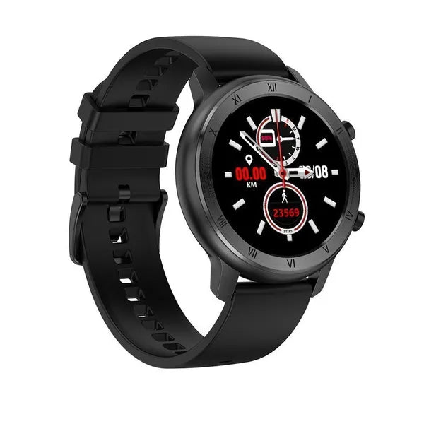 Pacific 17-3 ezüst IP68 okosóra 1,2'' IPS kijelző fém szíj + fekete szilikon