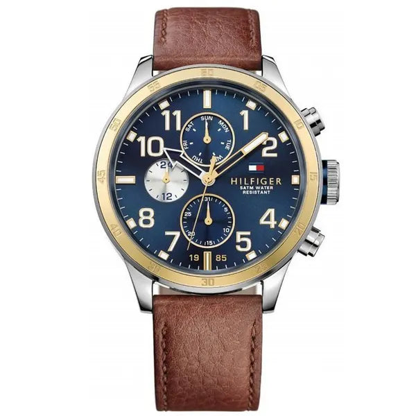 Tommy Hilfiger Trent férfi kvarc karóra, bőrszíj, 44 mm, WR50