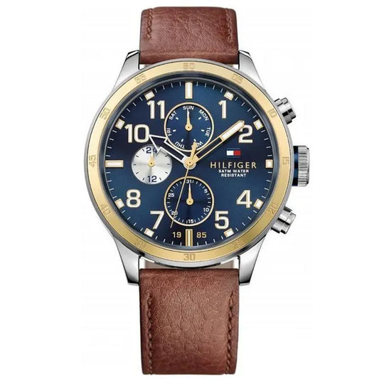 Tommy Hilfiger Trent férfi kvarc karóra, bőrszíj, 44 mm, WR50