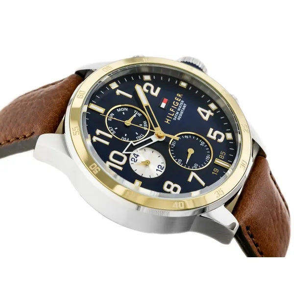 Tommy Hilfiger Trent férfi kvarc karóra, bőrszíj, 44 mm, WR50