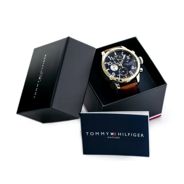 Tommy Hilfiger Trent férfi kvarc karóra, bőrszíj, 44 mm, WR50