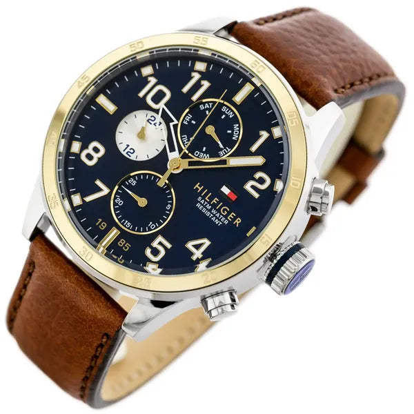 Tommy Hilfiger Trent férfi kvarc karóra, bőrszíj, 44 mm, WR50