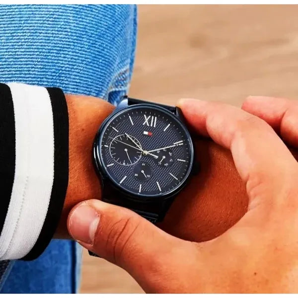 Tommy Hilfiger Damon férfi karóra, rozsdamentes acél, kék, 44 mm