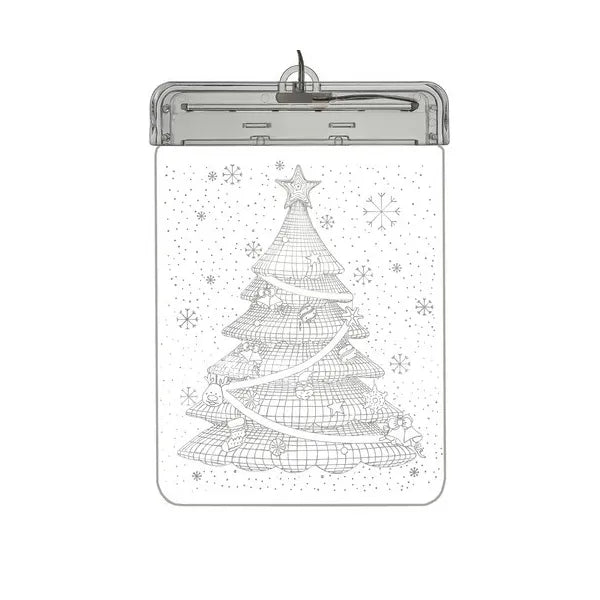 LED 3D üveg hatású karácsonyfa ablakdísz, meleg fehér, elemes 17×11 cm
