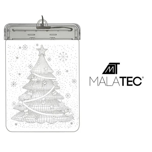 LED 3D üveg hatású karácsonyfa ablakdísz, meleg fehér, elemes 17×11 cm