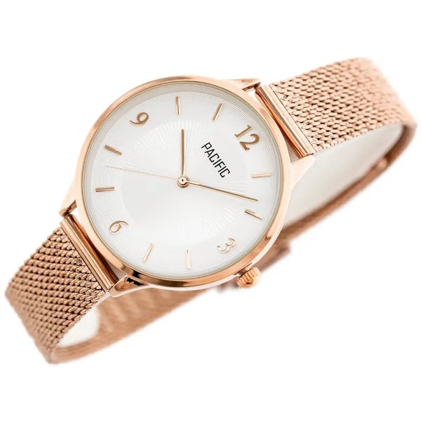Pacific női rose gold karóra, kvarc, fém szíj, 35 mm, WR30