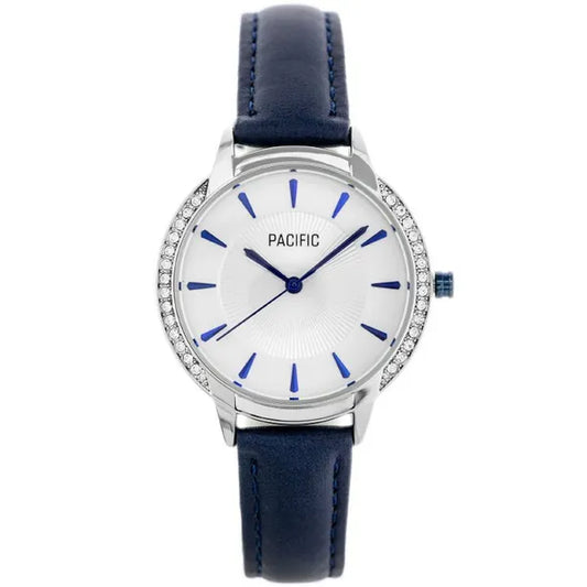 Női karóra Miyota kvarc szerkezettel, sötétkék bőrszíj, 34 mm, WR30