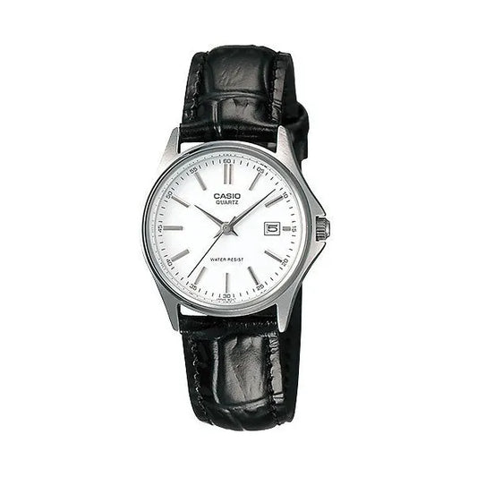 Casio női karóra LTP-1183E-7A, 38 mm, fekete bőr, dátum, WR30