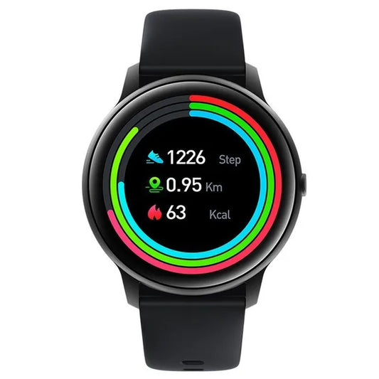 Fekete IP68 okosóra 1.28" HD érintőkijelzővel, Bluetooth 5.0, 340 mAh