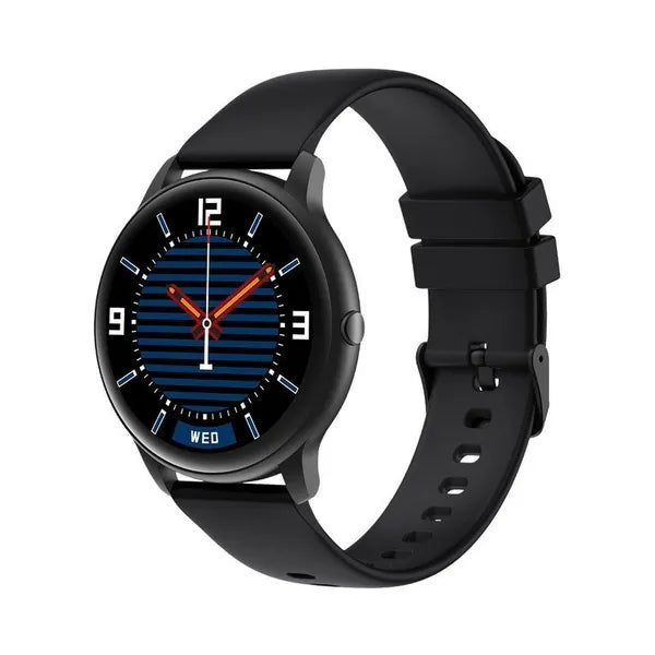 Fekete IP68 okosóra 1.28" HD érintőkijelzővel, Bluetooth 5.0, 340 mAh