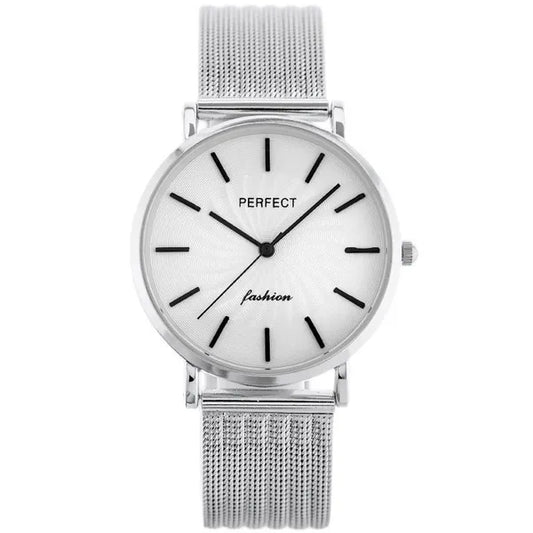 Női karóra ezüst hálós szíjjal, quartz, 36 mm, Perfect E334