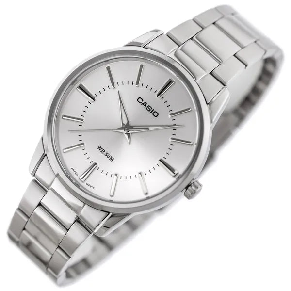 Casio MTP-1303D-7AV férfi karóra, 40 mm, acél tok és szíj, WR50, ezüst számlap