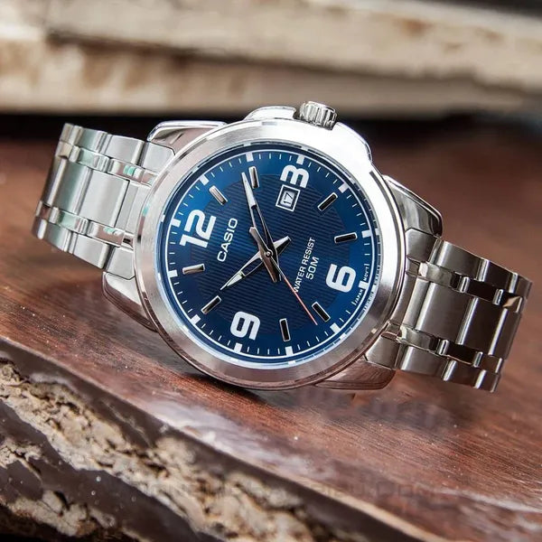 Casio férfi karóra MTP-1314D-2AV, rozsdamentes acél, kék számlap, WR50