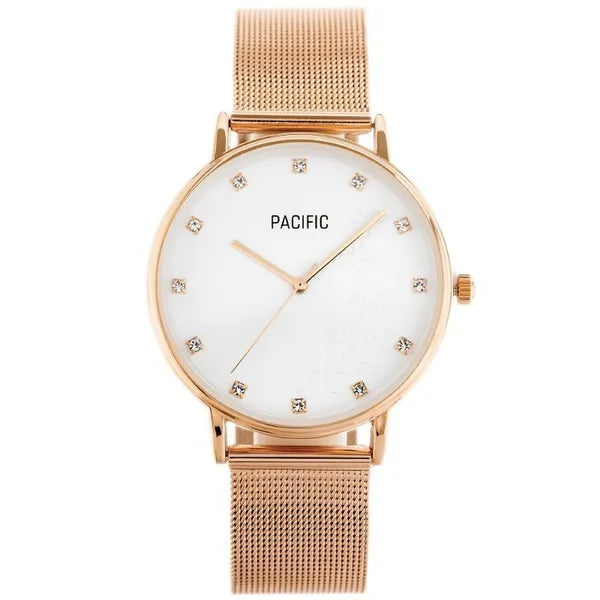 Pacific női karóra, rosegold fém szíj, ezüst számlap, 35 mm