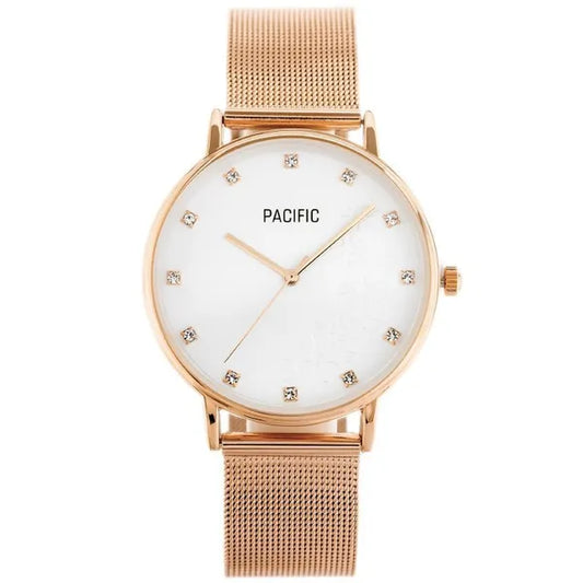 Pacific női karóra, rosegold fém szíj, ezüst számlap, 35 mm