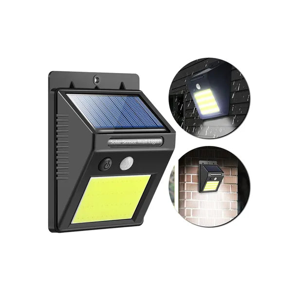 Napelemes kültéri lámpa 48 COB LED-del, mozgás- és alkonyérzékelő