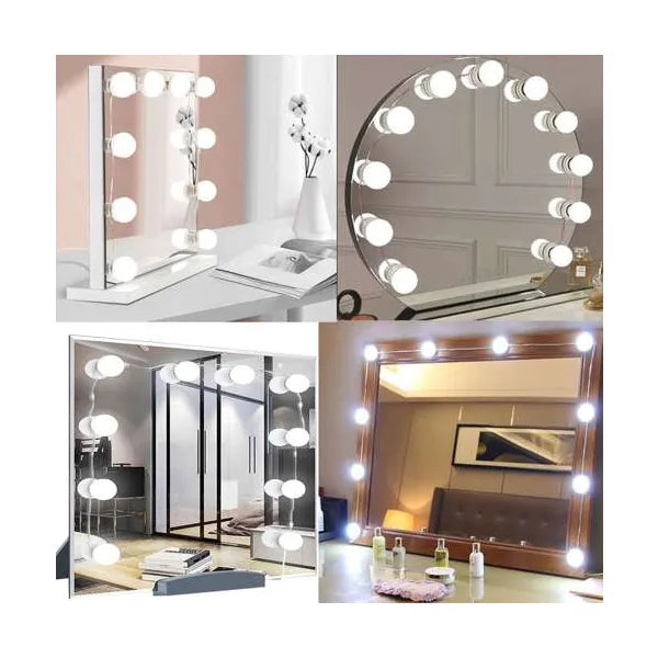 USB-s LED sminktükör fényfüzér, 10 gömb, 30 mód, 4,5 m kábel