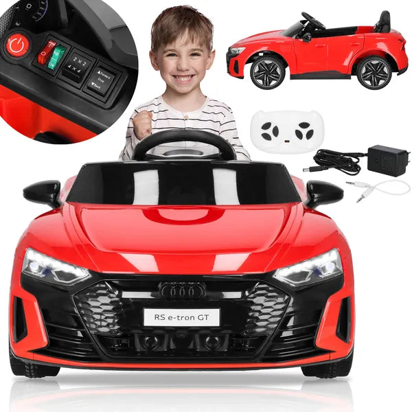 Audi RS e-tron GT elektromos gyerekautó, 12V 4x4, piros/fekete, 3+, 103x58x41cm