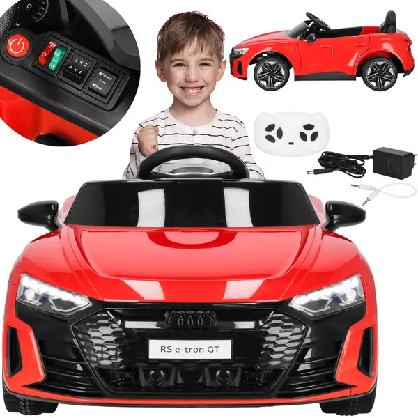 Audi RS e-tron GT elektromos gyerekautó, 12V 4x4, piros/fekete, 3+, 103x58x41cm