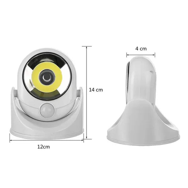 LED COB mozgásérzékelős 360° forgatható elemes lámpa, 16 LED