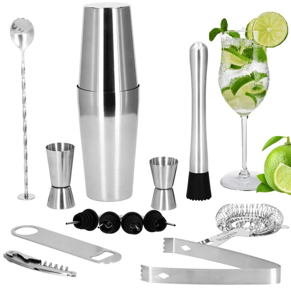 14 részes rozsdamentes acél bártender szett 750 ml shakerrel
