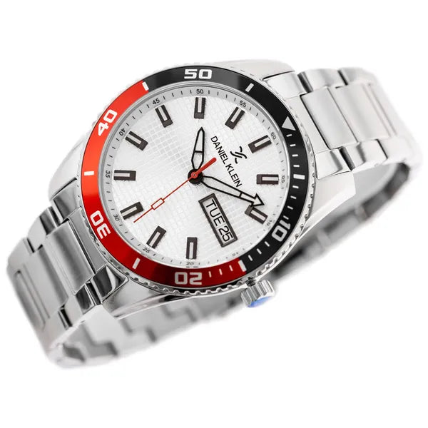 Daniel Klein férfi karóra, ezüst rozsdamentes acél, 43 mm, dátum, WR50