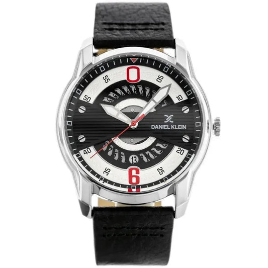 Daniel Klein 12155-5 férfi kvarc karóra bőrszíjjal, WR50, fekete/ezüst
