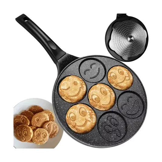 Ruhhy 26 cm emoji palacsintasütő, 7 rekeszes, tapadásmentes, indukciós