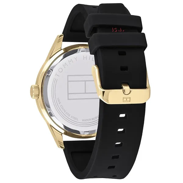 Tommy Hilfiger Austin férfi karóra, fekete/arany, 44 mm, WR50, quartz