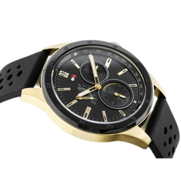 Tommy Hilfiger Austin férfi karóra, fekete/arany, 44 mm, WR50, quartz