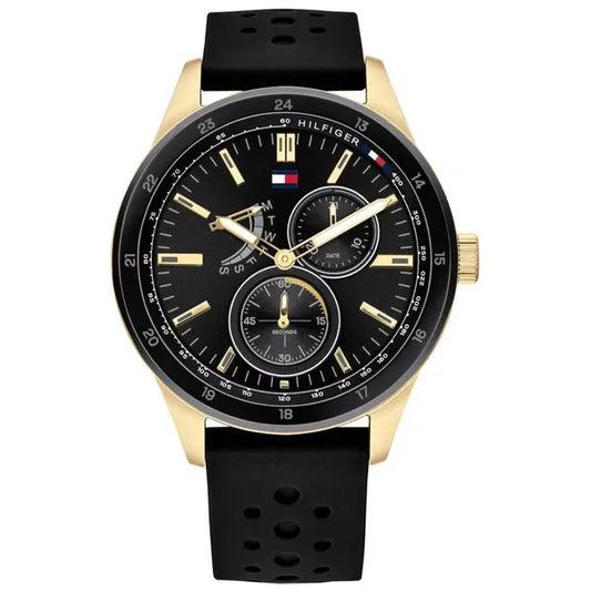 Tommy Hilfiger Austin férfi karóra, fekete/arany, 44 mm, WR50, quartz