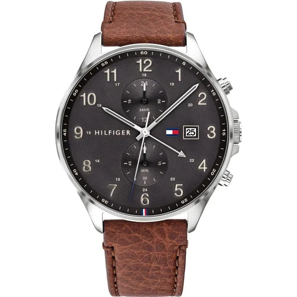 Tommy Hilfiger 1791710 West férfi karóra, barna bőrszíj, WR50, 44 mm