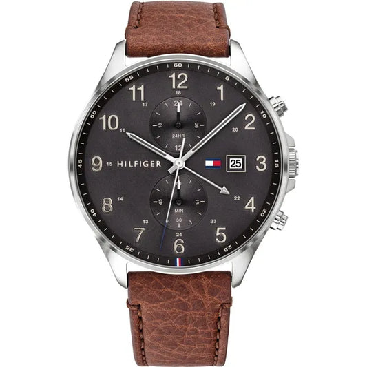 Tommy Hilfiger 1791710 West férfi karóra, barna bőrszíj, WR50, 44 mm