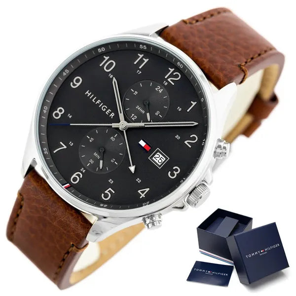 Tommy Hilfiger 1791710 West férfi karóra, barna bőrszíj, WR50, 44 mm