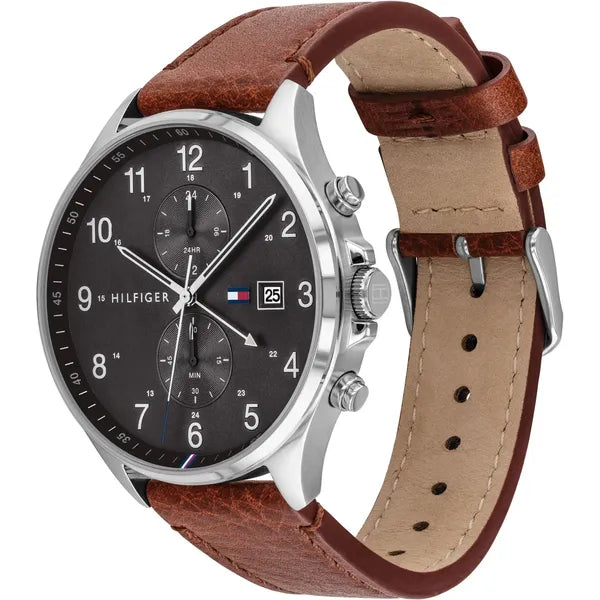 Tommy Hilfiger 1791710 West férfi karóra, barna bőrszíj, WR50, 44 mm