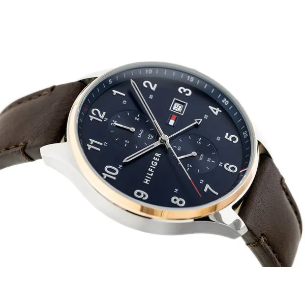 Tommy Hilfiger West férfi karóra, 44 mm, bőrszíj, WR50, kvarc